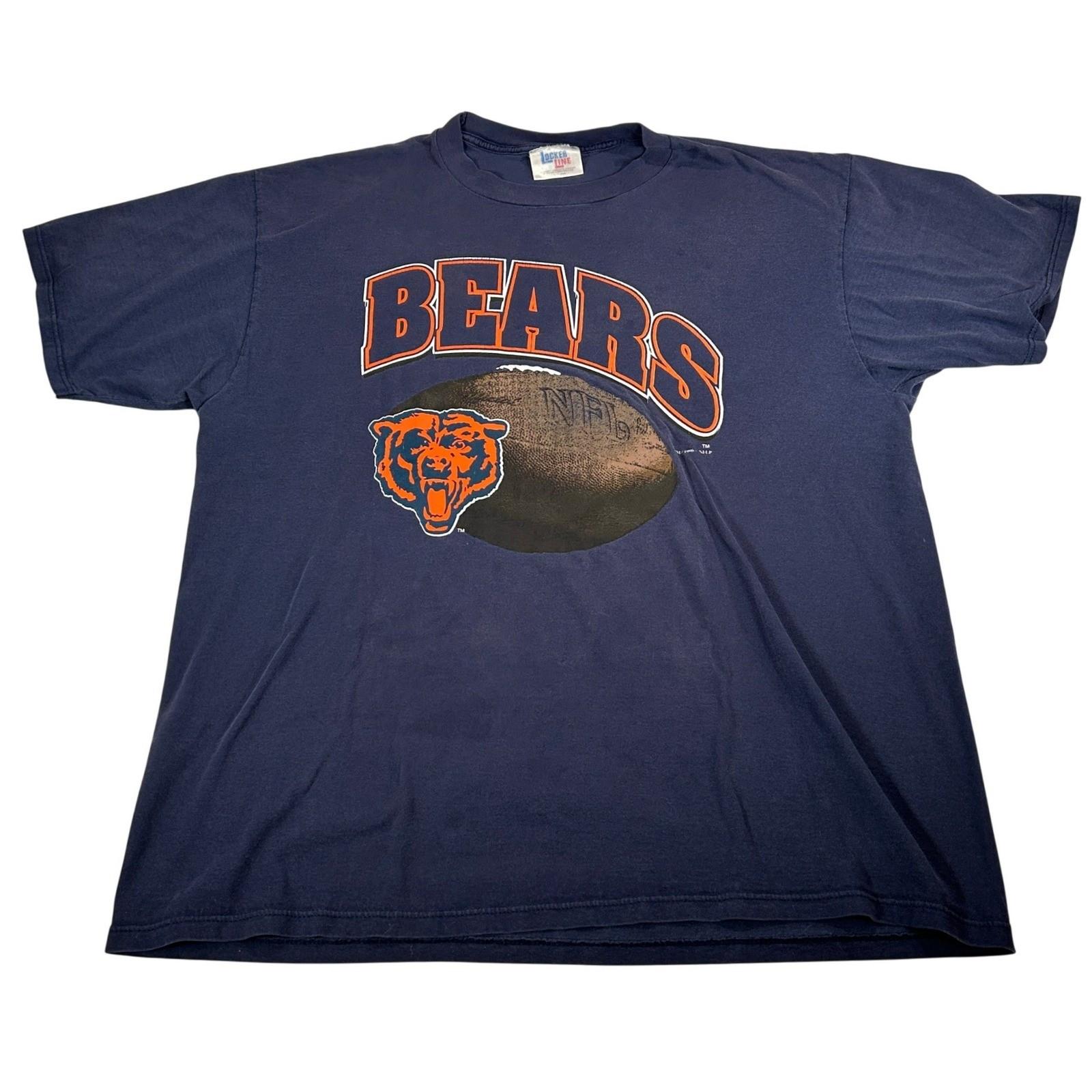 Vintage 1996 Chicago Bears NFL Locker Line Navy Blue Mens XL Graphic Tee Unisex T-Shirt XXL