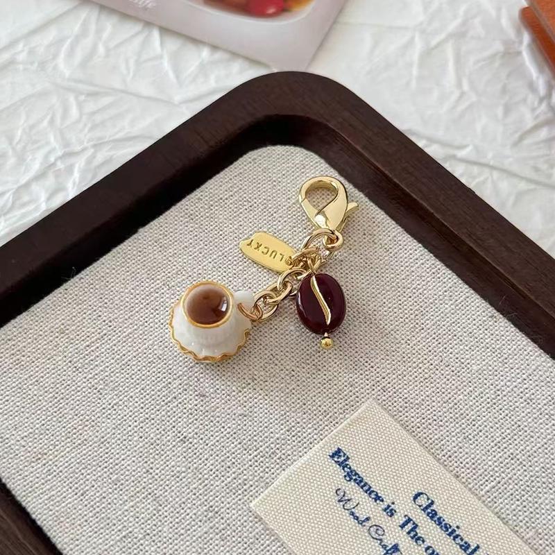 Creative Unique Doughnut Bread Coffee Phone Charm Strap Pendant Lanyard Simulated Food Toys Keychain Bag Accessories Gift