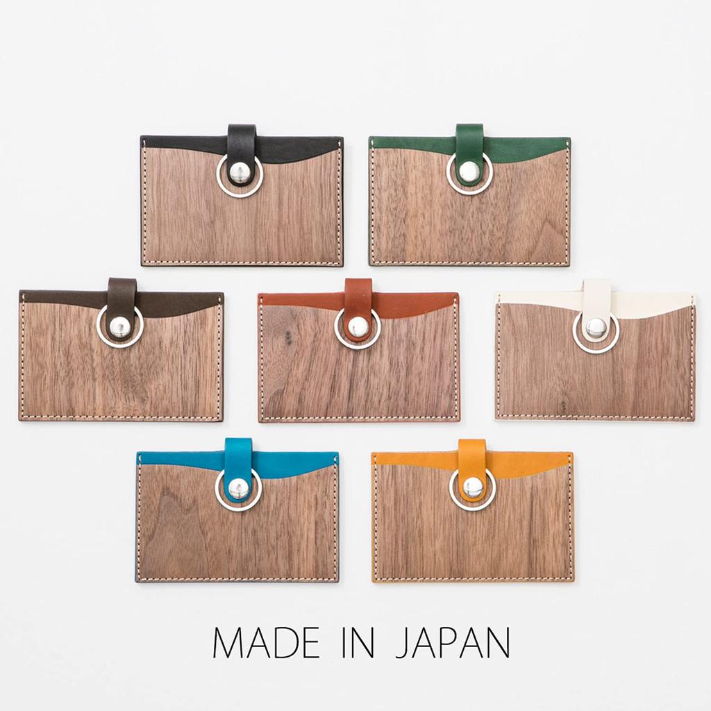 ID Card Holder ID Case ID Holder Commuter Pass Case Genuine Leather Natural Wood Wood Leather Made In Japan Mustard Men's Women's