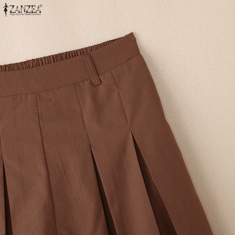 ZANZEA Women Casual Elastic Waist Solid Color Loose Shorts