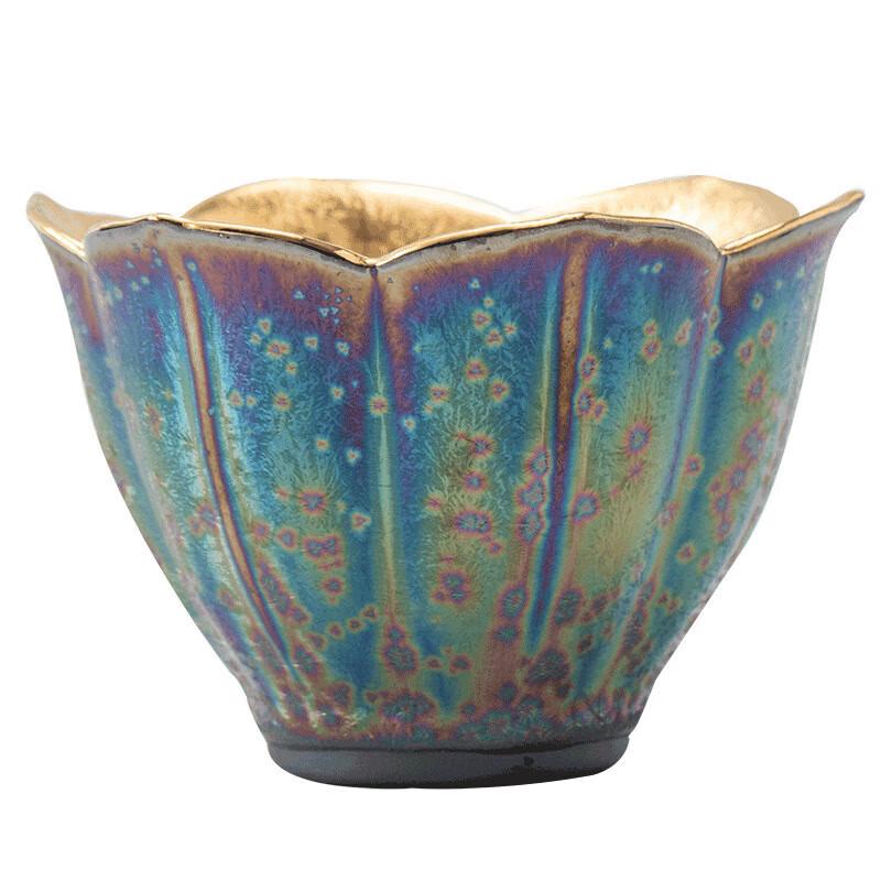 Flambé Glaze Gilt Jianzhan Teacup