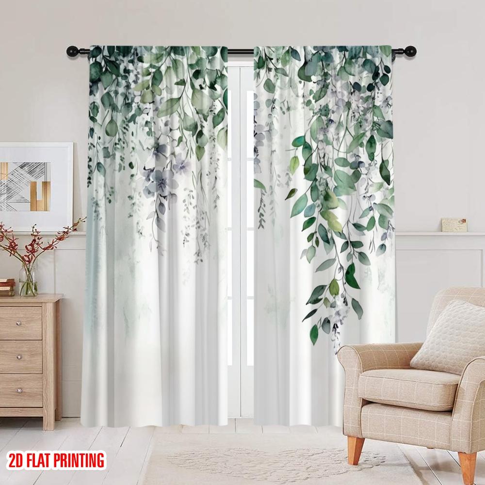 2 Stück, 2D-Flachdruck Vorhang Beliebt Botanische Traumlandschaft Vielseitig Langlebig Polyester (ohne Stange) Art Deco Festlich für Zimmer,