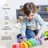 Silicone Rainbow Stacker Puzzle - Baby Stacking Toy Building Blocks, Open Ended Montessori Nesting and Sensory Fidget Toy Teether Gifts - 10 Layers
