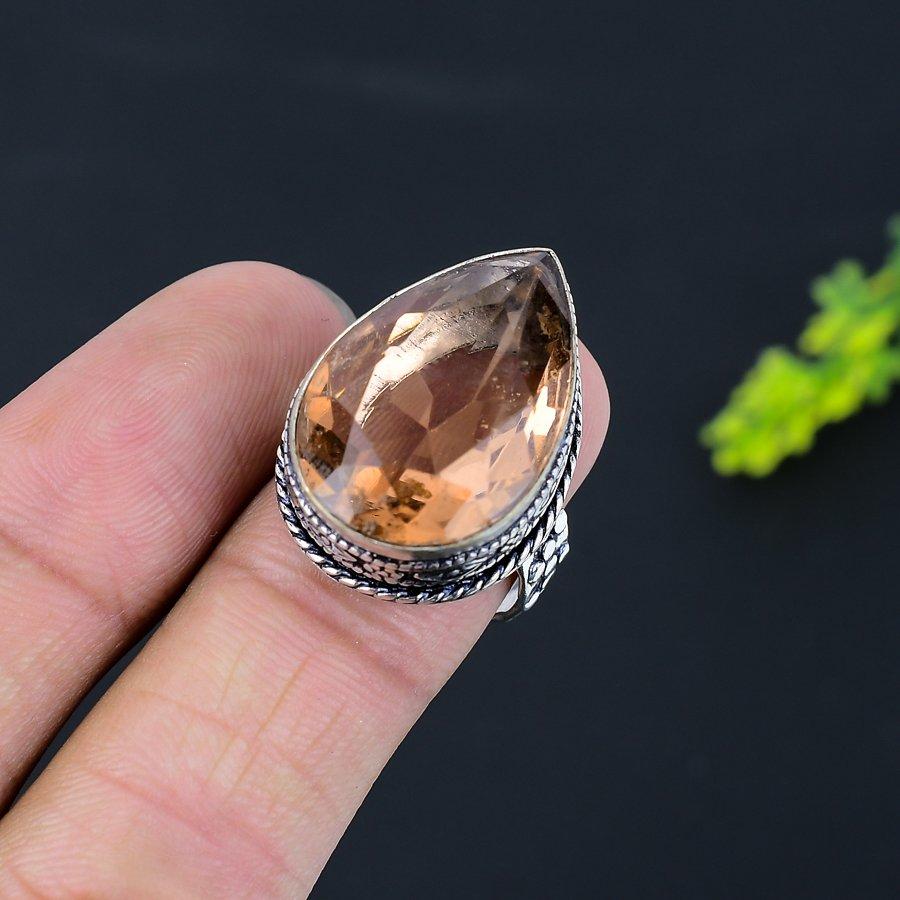 Morganit Edelstein 925 Sterlingsilber Geschenk Schmuck Ring Größe 8