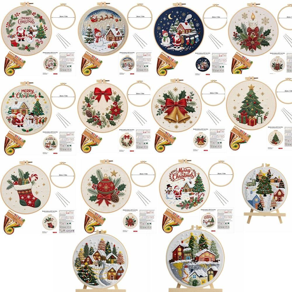Santa Claus Christmas Embroidery Kit Handmade DIY Embroidery Kit Xmas Embroidery Craft Set  Indoor