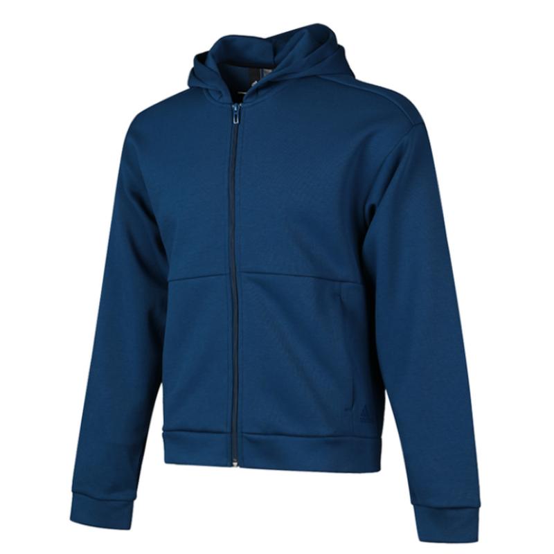 Adidas M S2S SPC HD Letter Hooded Zip Long Sleeve Jacket Men Jacket Blue DV3338
