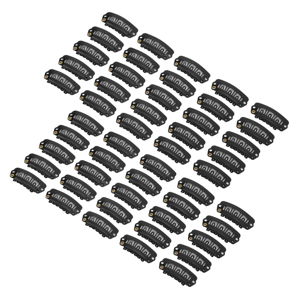 Haar-/Perückenklammern, Edelstahl, U-förmig, 6 Zähne, für Haarverlängerungen, Haarteile, Schwarz, 2,8 cm, 50 Stück