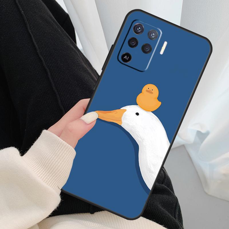 Cartoon Funny Goose Case For Oppo A96 A76 A16 A60 A98 A58 A78 A18 A38 A80 A40 A77 A57 A17 A74 A54 A94 A15 A5 Pro