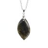 Natural Elongated Stone Random Oval Rough Stone Leaf-Shaped Moonstone Pendant Necklace N659