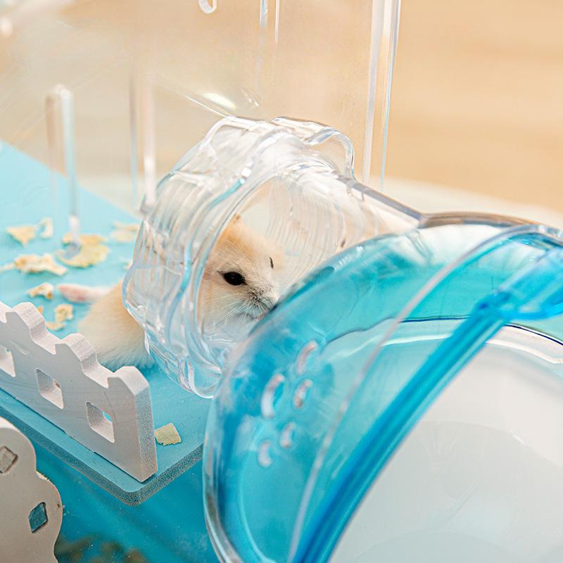 Hamster Sand Bath House Small Animal Toilet Box Portable Cage Enclosure Pet Grooming Supplies with Removable Lid
