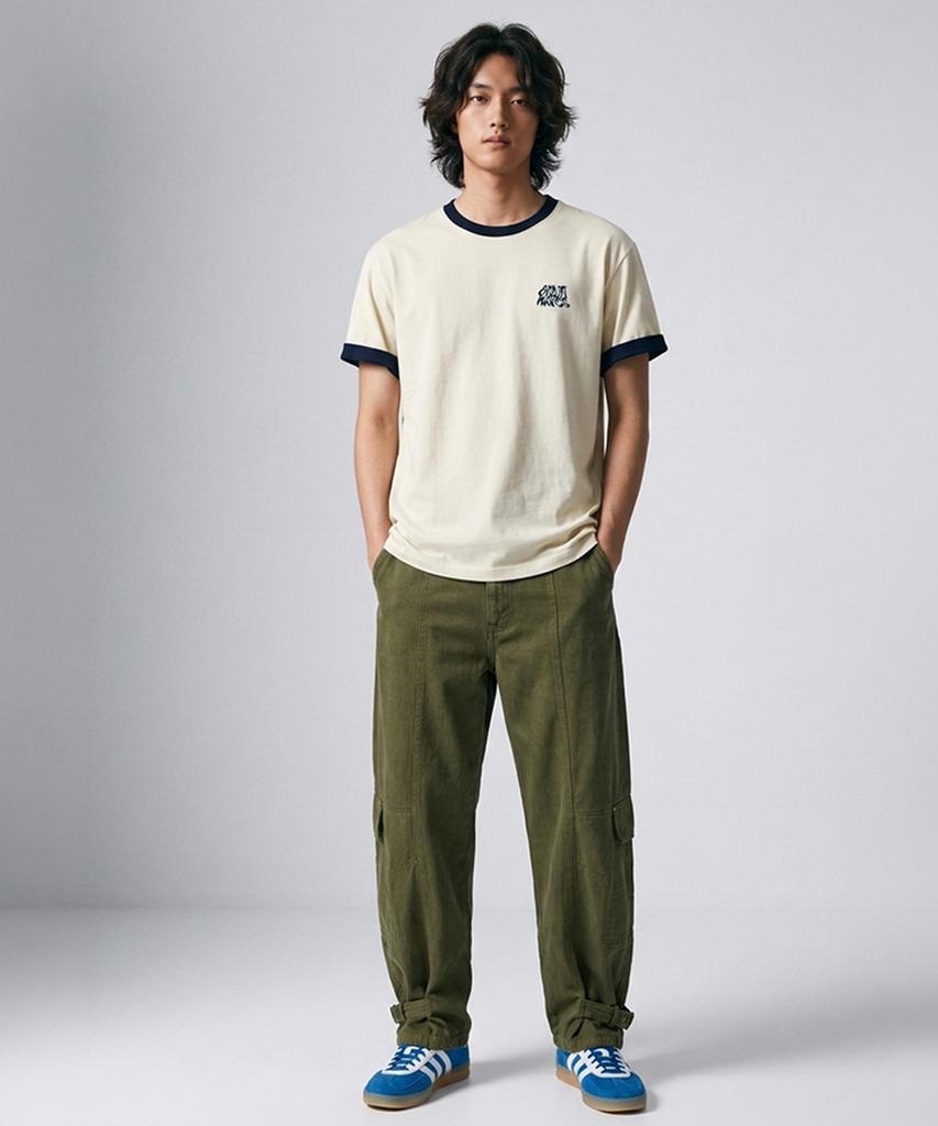 Osillos C106 Roll-Up Trim Ringer Short Sleeve T-Shirt_Cream