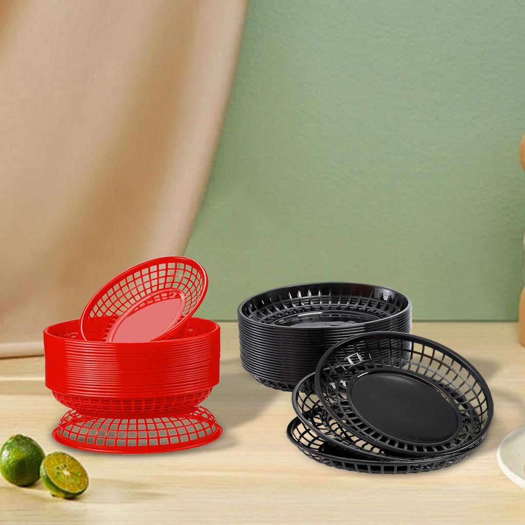 24x Ovale Fast-Food-Körbe Retro Aufbewahrungskörbe Behälter Brot Frittierkörbe Serviertablett für Kunsthandwerk Hähnchen Hot Dogs Burger