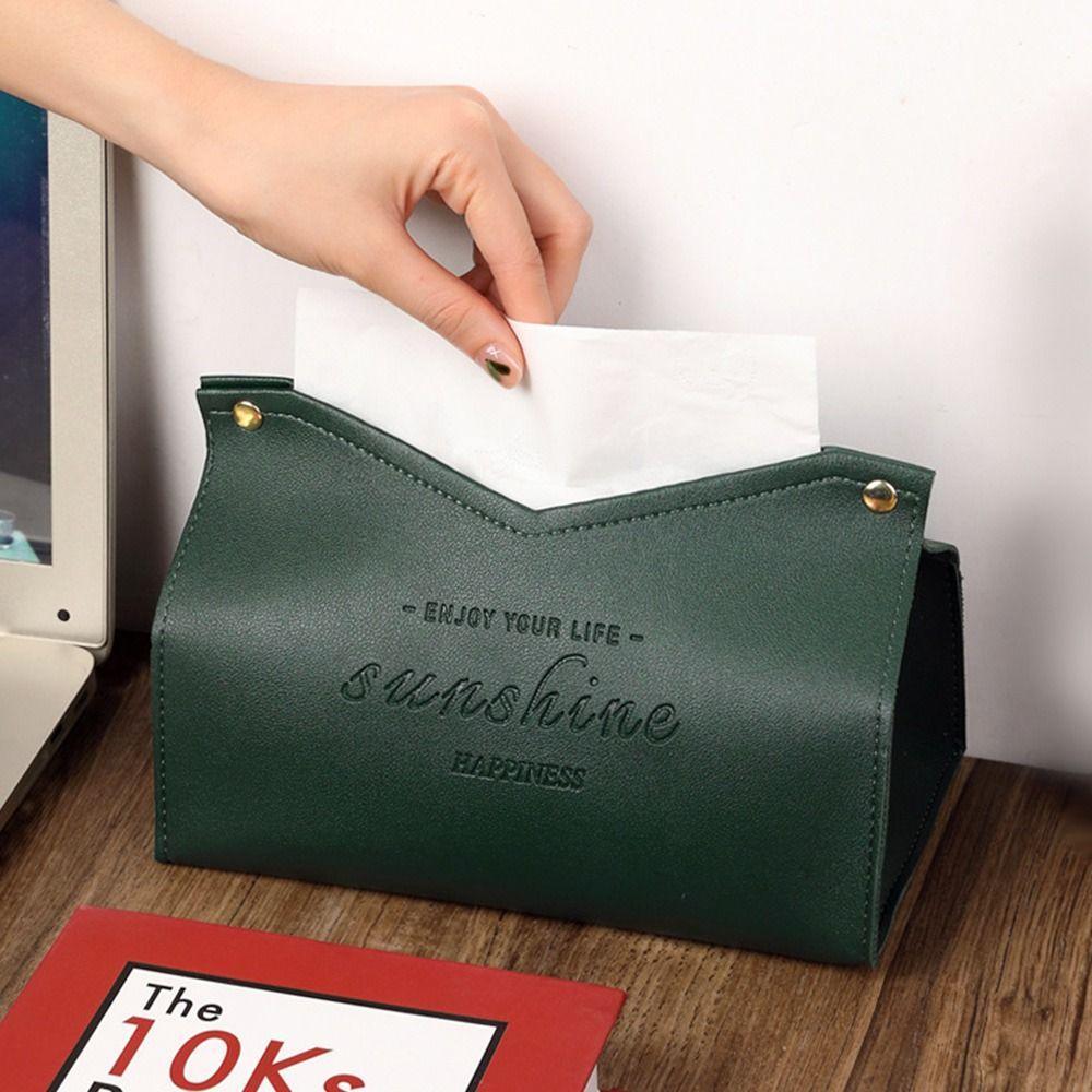 Leather Tissue Case Napkin Holder Storage Container Car Tissue Box Solid Color Minimalist Home Living Room Decoration