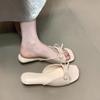 Women's Summer Wedges Low Heel Slippers Fashion Designer Butterfly-knot Open Toe Dress Slides for Ladies