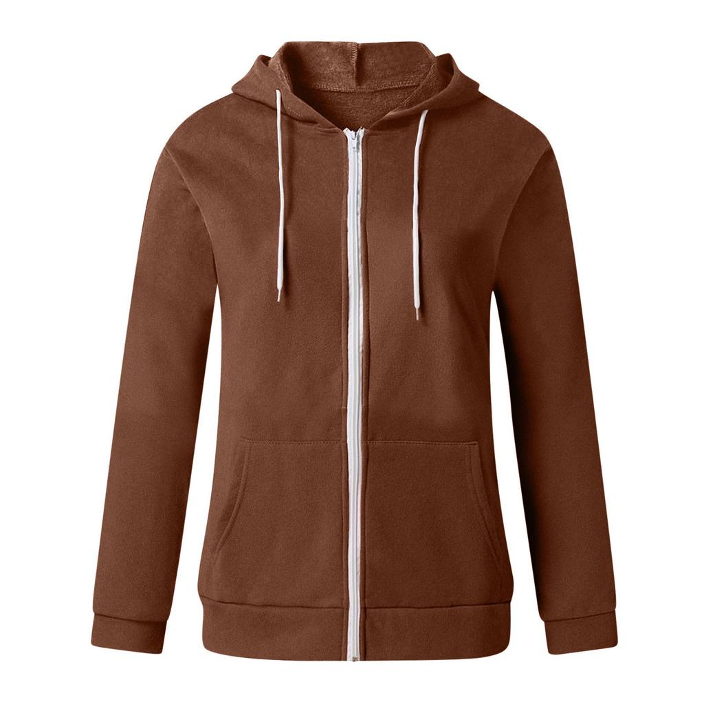 Hoodie For Women Lightweight Zip Up Jacket Plus Size Long Sleeve Hooded Sweatshirt Drawstring Slim Fit Basic Thin Coat