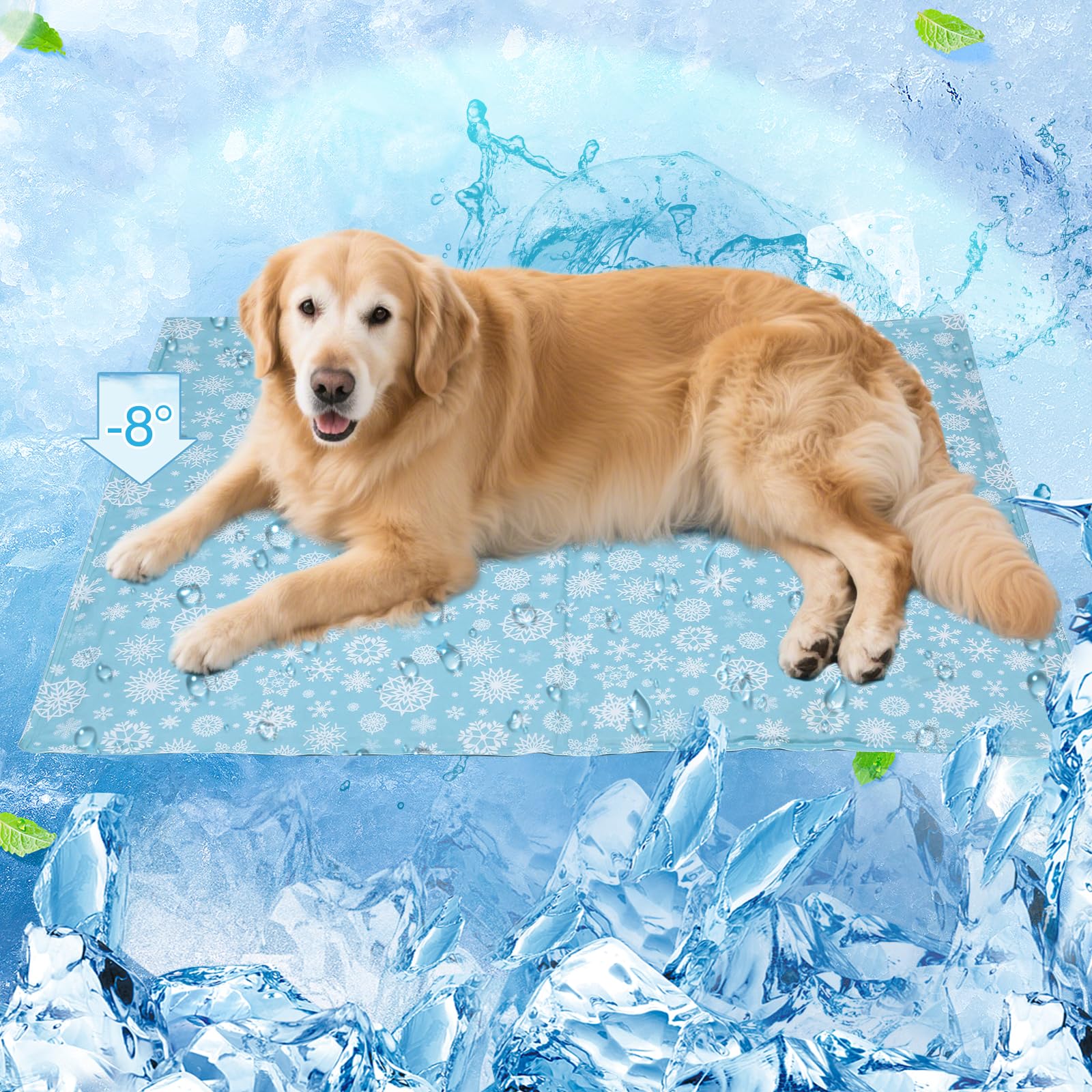 

Охлаждающий коврик для домашних животных Shinyever для собак и кошек Летний прохладный охлаждающий гель Охлаждающая простыня от теплового удара для домашних животных и подходит для средних и крупных собак [96x81]