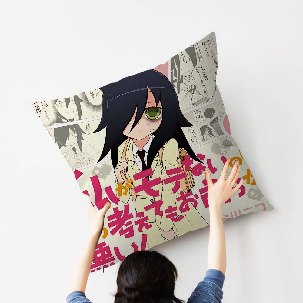 Anime W-Watamote Kuroki Tomoko Pillow Cushion Cover Pillowcase Living Room Sofa Home Decor Customized