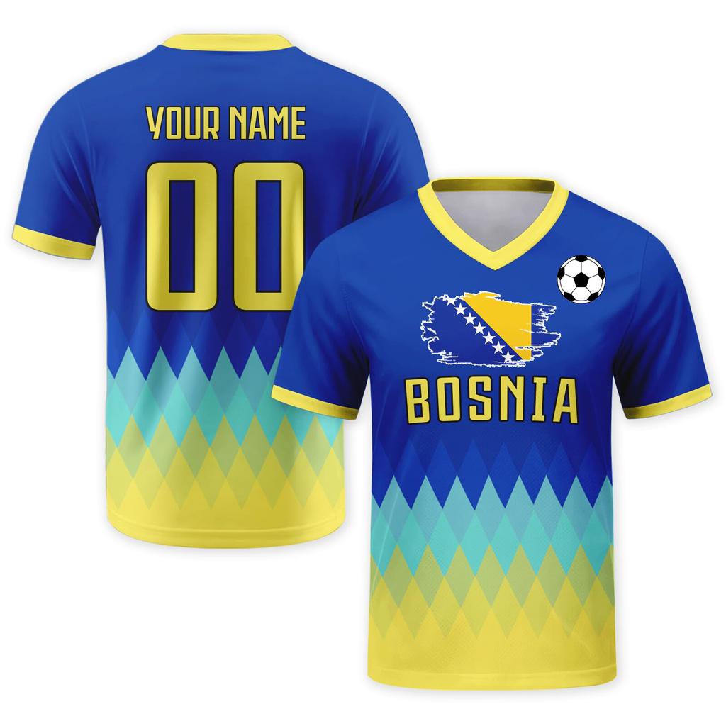Customizable DIY Soccer Jersey Shirt with Team Print V Neck Short Sleeve Lightweight Breathable Sports Top for Adults Youth Men Women