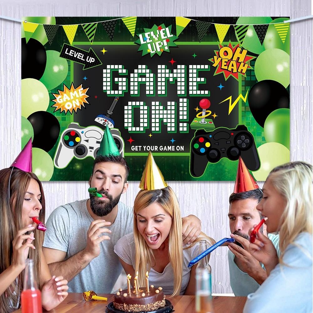 Cloth Party Background With Gaming Theme For Birthday Celebration Decor And