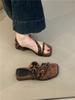 Thick-soled square head retro one-word with sandals for women to wear in the summer of 2025 with skirts and casual two-wear Roman sandals