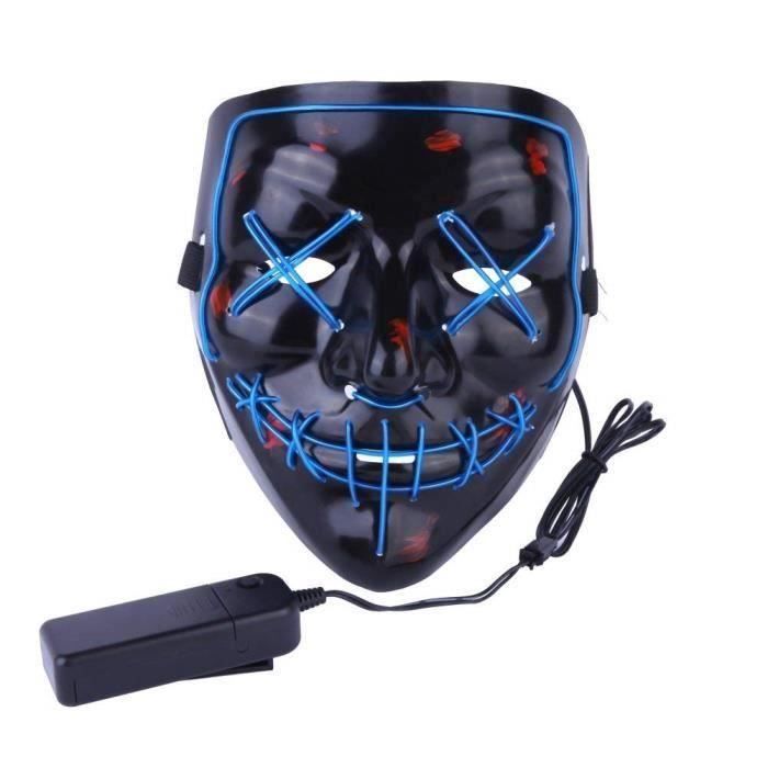 Masque d'Halloween LED Light up KING - Bleu - Pour Festival Cosplay Costume d'Halloween