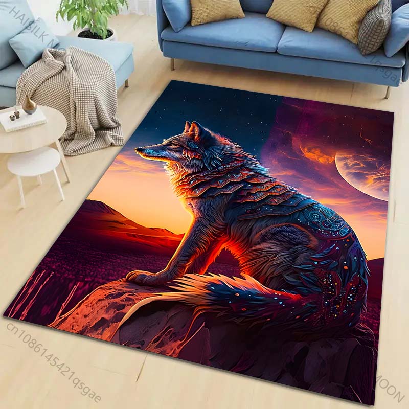 

New product Wolf on sunset cliff Carpet for Living Room Bedroom Bedside Floor Mat Cloakroom kids Play Mat Area Rug Large Size 40cm x 60cm