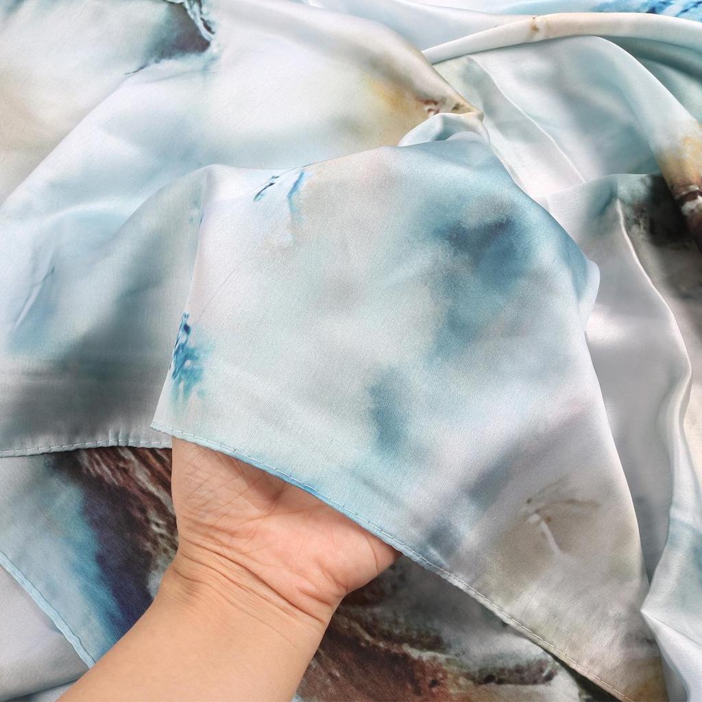 Etnisk Marmor Vattenstämpel Falsk Siden Bandana Sjal