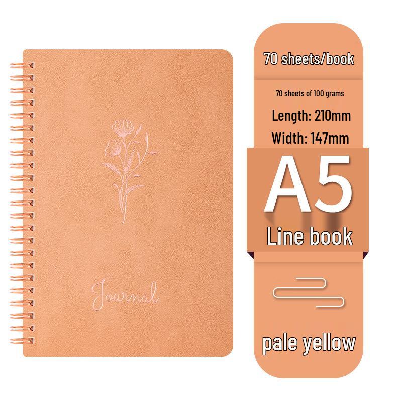 A5 Spiral-Bound Leather Notebook, Comfortable Grip, Thick Pages, Simple Office Stationery