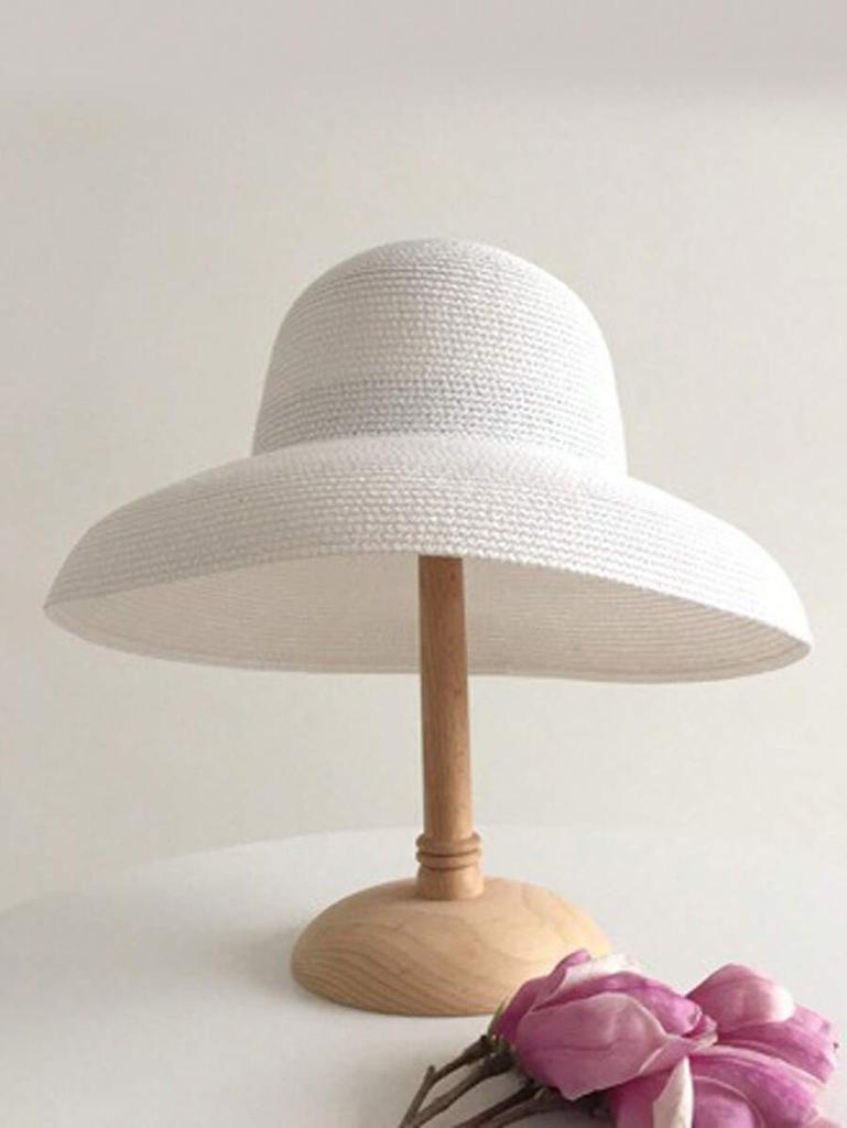 Retro French Style Black Wide Brim Sun Hat For Women Summer Beach UV Protection Casual Bohemian Vintage