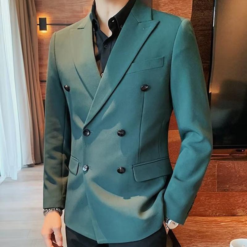 

Мужской двубортный повседневный пиджак весна-осень, модный пиджак в британском деловом стиле XXXL