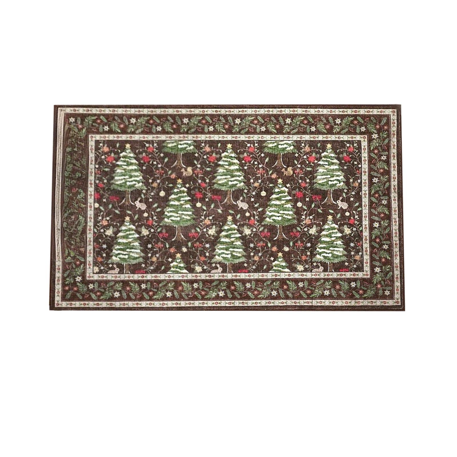 

Christmas Doorrail Carpet, Christmas Tree Print Christmas Atmosphere Carpet, Suitable For Living Room Corridor One Size