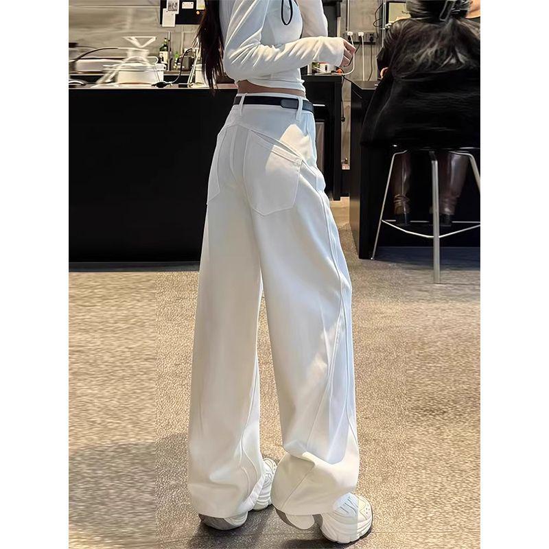 

Plus Size Retro High Waist Curved Leg Jeans for Women - Spring/Autumn, Pear Shape, Loose Wide Leg, Slimming Fit S (suitable for 80-95 jin)