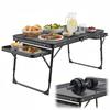 Portable Picnic Table with 2 Wing Panels Small Folding Table Height Adjustable Carry Handle for Camping Picnic Beach and BBQ