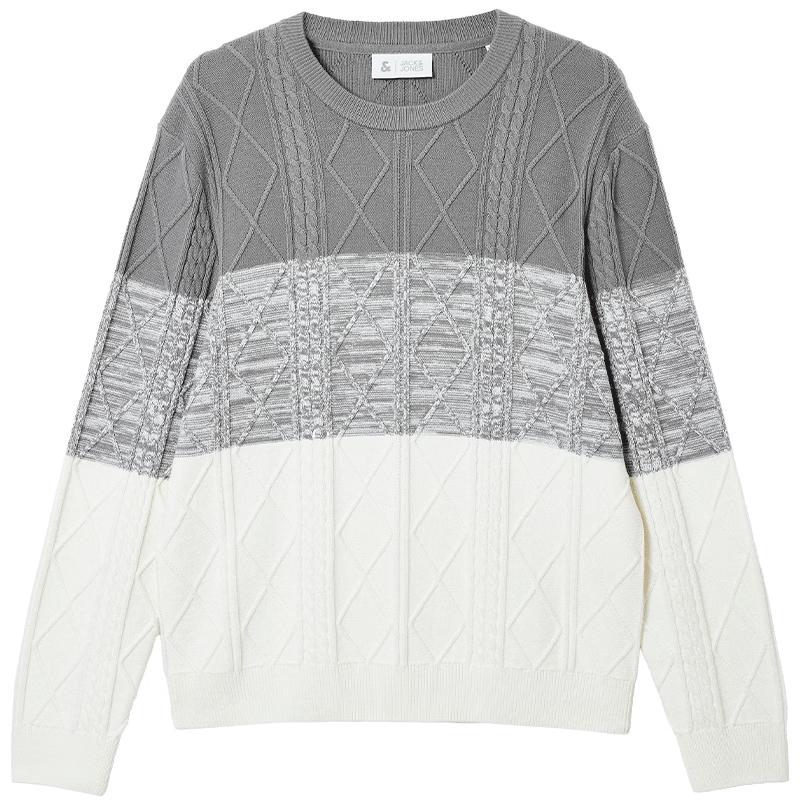 Jack & Jones Men s Winter Color Block Jacquard Crew Neck Sweater S