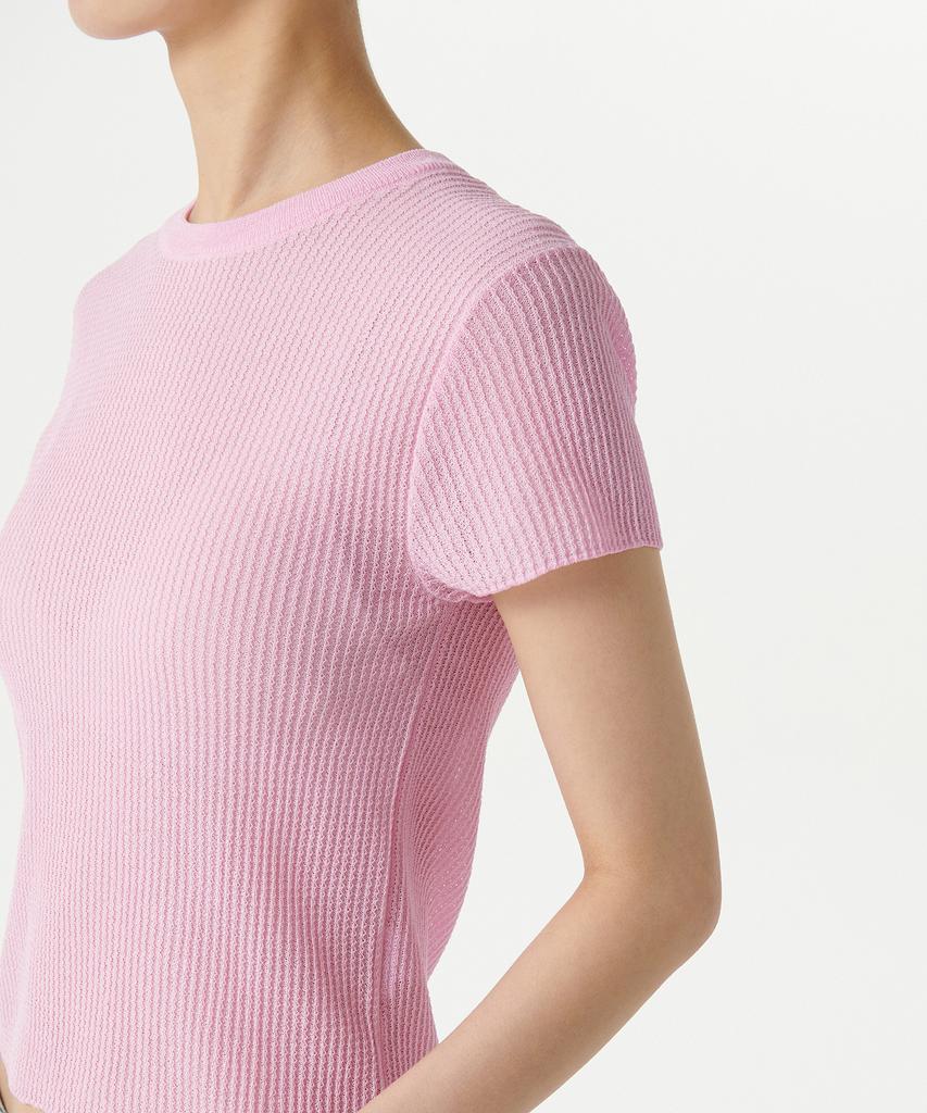 MUSINSA STANDARD WOMAN Women'S Sheer Textured Crew Neck Short Sleeve Knit [Light Pink]