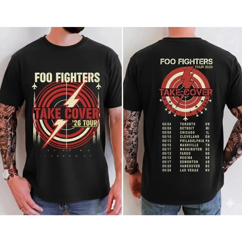 Hot Sale Foo Fighters ROCK N' ROLL TOUR 2026 Graphic Print T-shirt Men Women Casual Oversized Summer New Tee Cotton Streetwear Fashion Short Sleeve