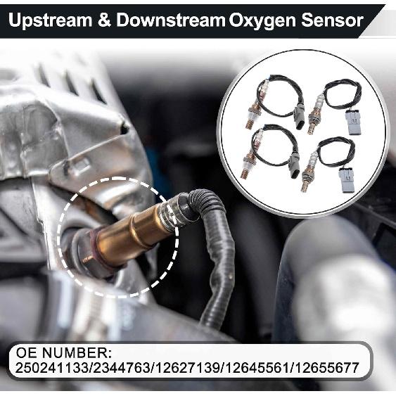 ACROPIX Upstream & Downstream Oxygen Sensor for Chevrolet Blazer L4 2.5L 2019-2021 for Chevrolet Camaro V6 3.6L 2016-2017 O2 Sensor 250241133 4 Pcs