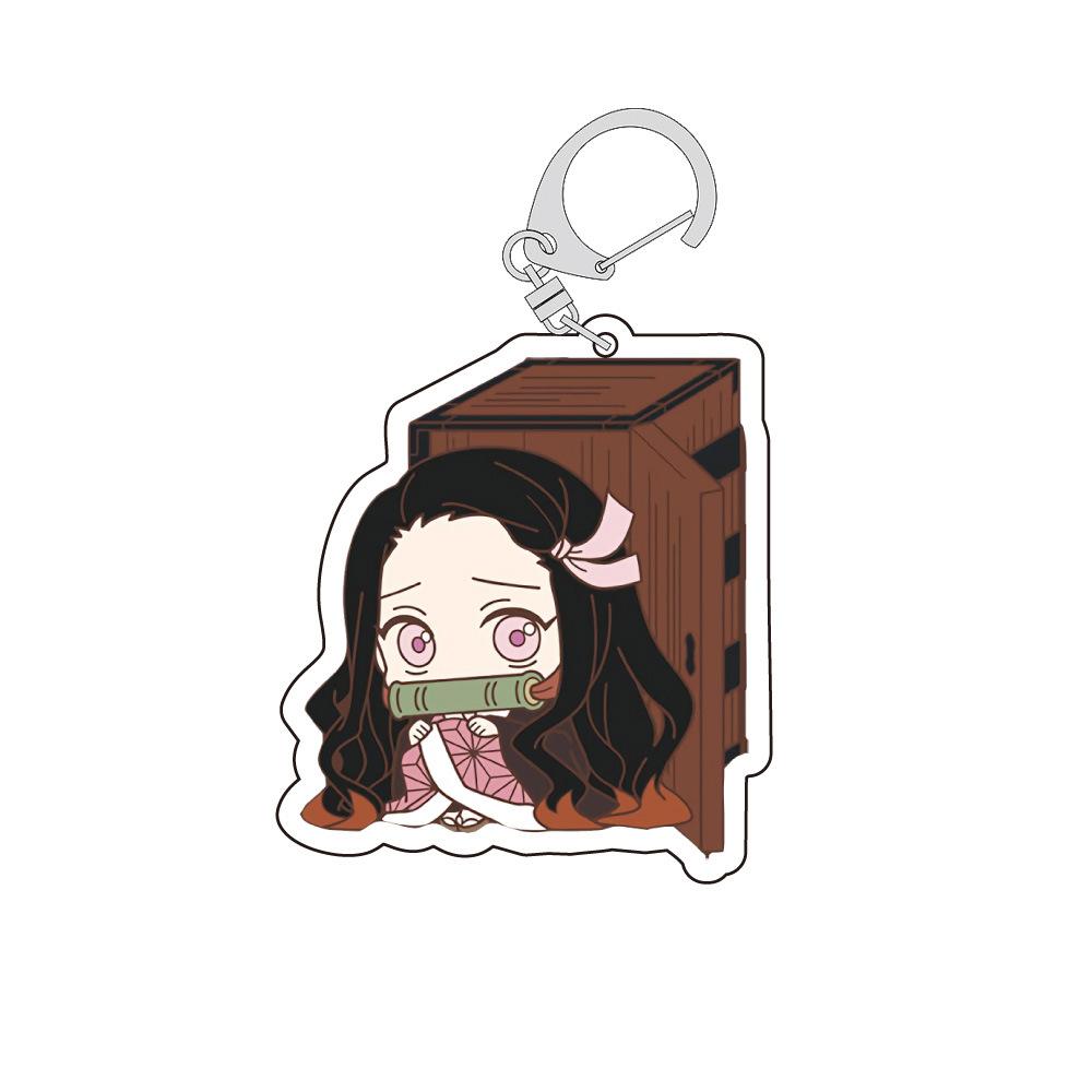 Demon Slayer Kimetsu Yaiba Tanjiro Nezuko Tokito Muichiro Acrylic Double Sided Keychain Transparent Anime Pendant Cosplay No Carry Mini Lightweight