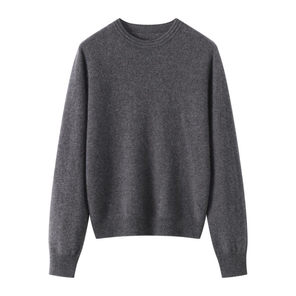 Lekasha Women's 100% Cashmere Puff Sleeve Round Neck Knit Base Layer