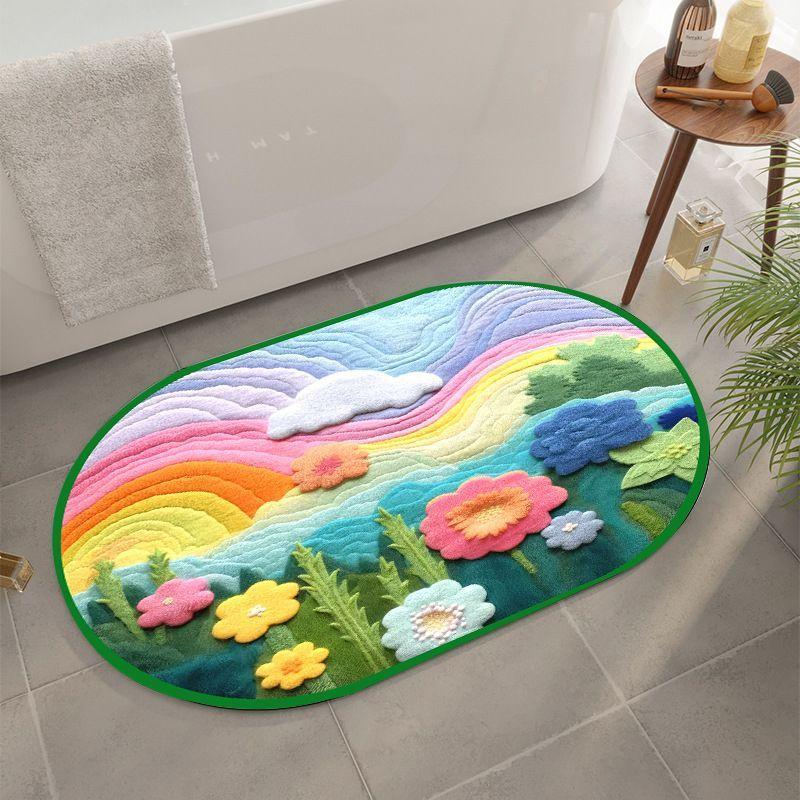 Ins Wind 3D Rainbow Diatom Mud Floor Mat Shower Room Water-Absorbing Quick-Drying Floor Mat Household Non-Slip And Dirt-Resistant Bathroom Floor Mat