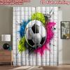 2D Flat Printing 2pcs Curtain Party Curtain Soccer Ball Splash Digital Printed Polyester Drapes Family Party Decoration Use for