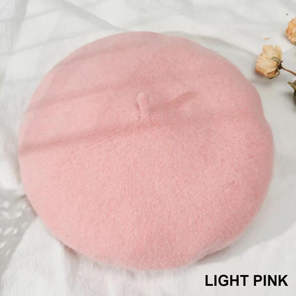Women Girls Beret French Plain Wool Caps Warm Winter Beanie Hat Vintage Berets Solid Color Elegant Ladies Winter Hats Caps