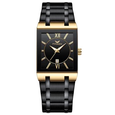Square Analog Watch with Roman Luminous 3ATM Water Stainless Steel Quartz Simple and Stylish Black A Perfect Gift for and Day Men's Alphabet,