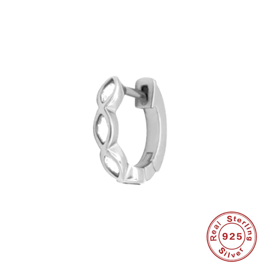 Simple And Versatile S925 Sterling Silver Horse'S Eye Geometric Stone-Inlaid Basic Earrings Ear Buckles Earrings