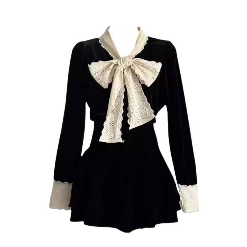 2025 Rich Girl Black Dress: Fragrant Style, Waist-Cinching Princess Dress for Autumn/Winter