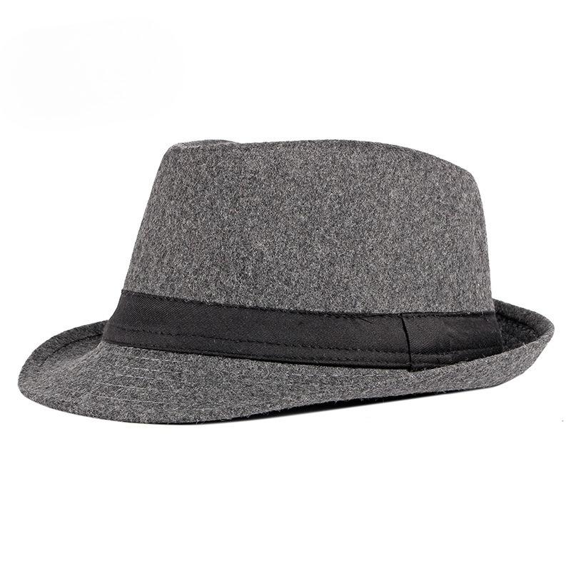 British Style Black Fedora Hat for Women Men Autumn Spring Vintage Woolen Jazz Hat Elegant Casual Trilby Cap Versatile Party Travel Hat