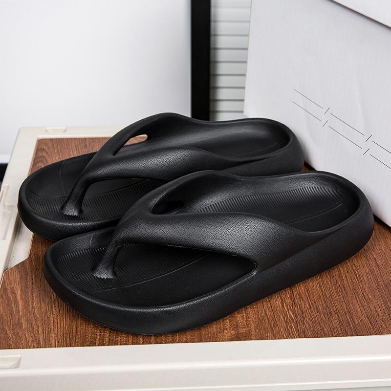 

Мужские шлепанцы, летние, толстые, нескользящие, тапочки, для дома и отдыха, пляжные сандалии 44-45 чёрный