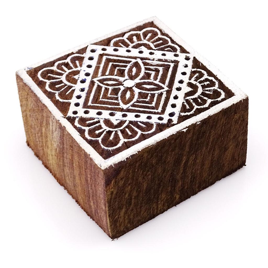 Wood Block Art Stamps Wood Printing Block Floral Design Stamp Indian Border