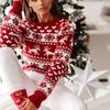 Women's Fashion Christmas Knitted Printed Long Sleeve Round Neck Sweater