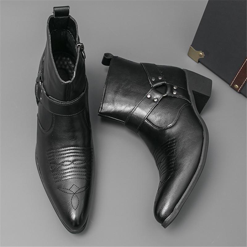 Neue Mode Designer Winter Spitz Lackleder Chelsea Stiefeletten Für Männer Flach Schwarz Braun High Tops Schuhe Zapatos Hombre